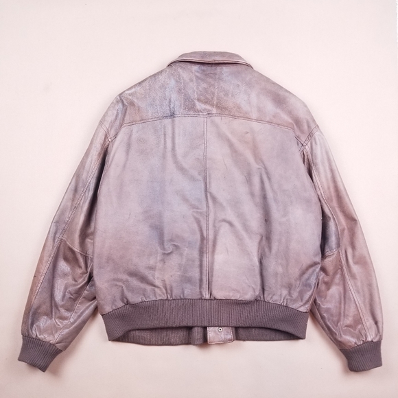VTG 90's 80's G-III Global Identity Brown Leather Heavyweight Bomber Jacket - Picture 3 of 9